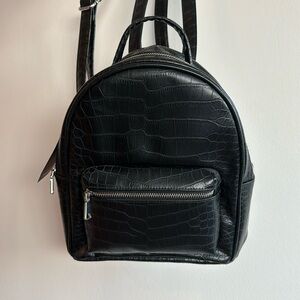 H&M Crocodile Faux Leather Black Backpack